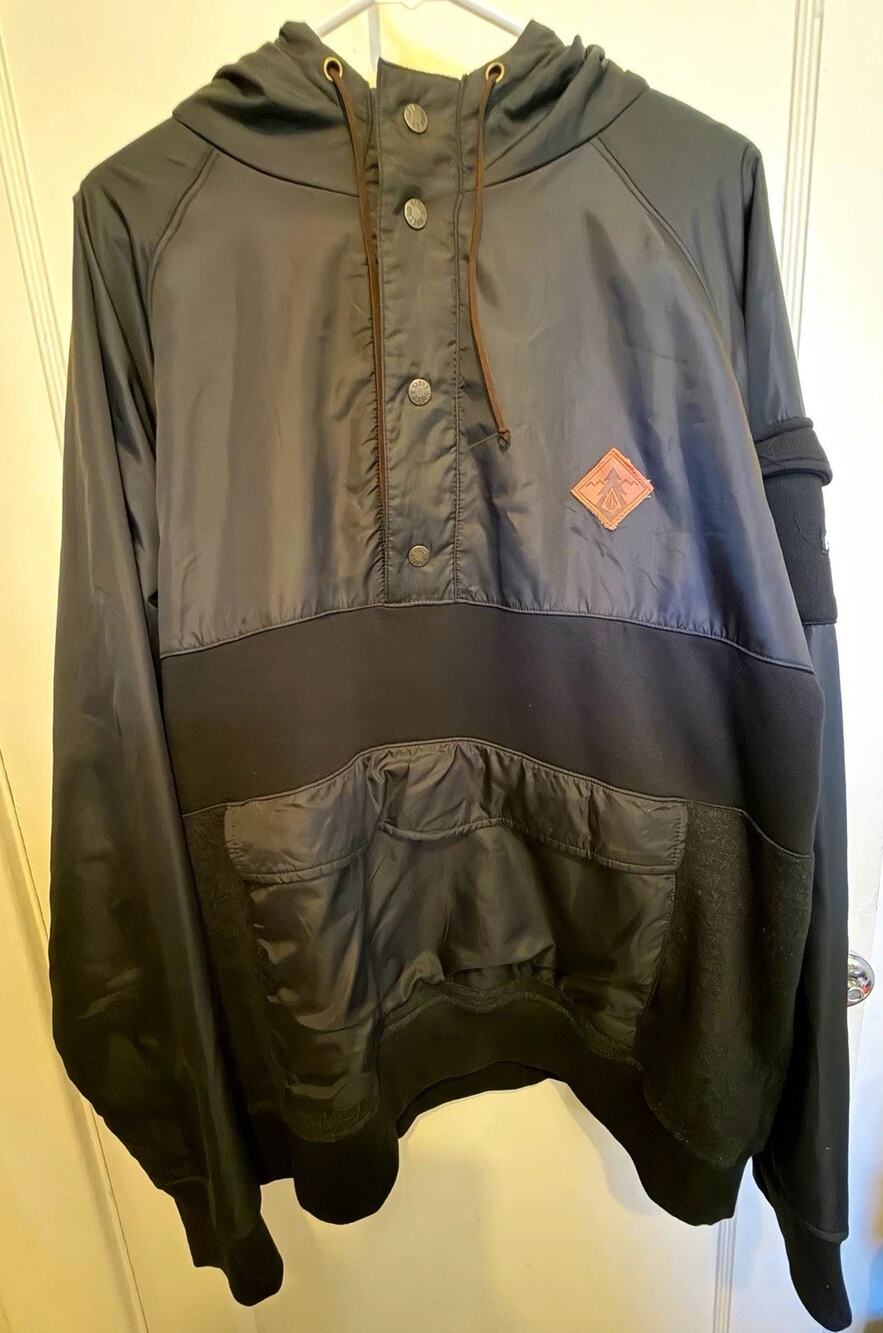 Volcom Men's Outdoor Black Hooded Rippa Pullover/Jacket PS Chain Black - Size XL